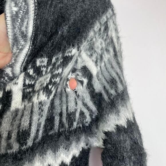 Unbranded gray tunic soft tunic sweater dress knit alpaca print hoodie - Picture 6 of 13